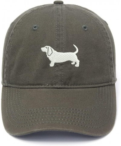 Men's Baseball Caps Basset Hound Embroidered Dad Hat Washed Cotton Hat Green $14.56 Baseball Caps