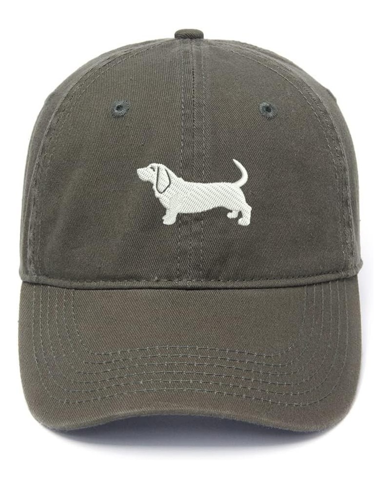 Men's Baseball Caps Basset Hound Embroidered Dad Hat Washed Cotton Hat Green $14.56 Baseball Caps