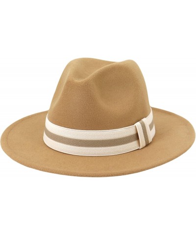 Panama Hat Simple Unisex Striped Webbing Fedora Hat Women Wide Brim Adjustable Jazz Top Hat Autumn Winter Church Hat Green $1...