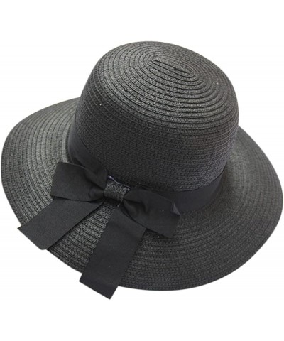 Womens Summer Dress Hat Wide Leaf Flower Bridal Shower Hat Sun Hats Beach Hat Bag Women Beach Black-4 $10.71 Sun Hats