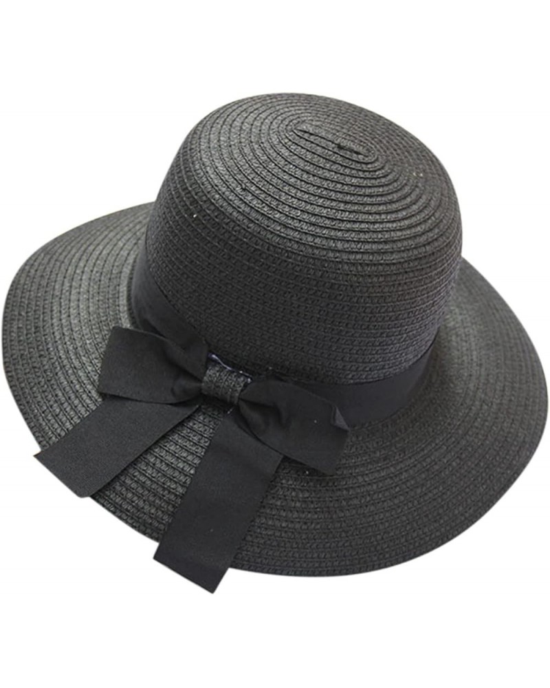 Womens Summer Dress Hat Wide Leaf Flower Bridal Shower Hat Sun Hats Beach Hat Bag Women Beach Black-4 $10.71 Sun Hats