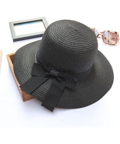 Womens Summer Dress Hat Wide Leaf Flower Bridal Shower Hat Sun Hats Beach Hat Bag Women Beach Black-4 $10.71 Sun Hats