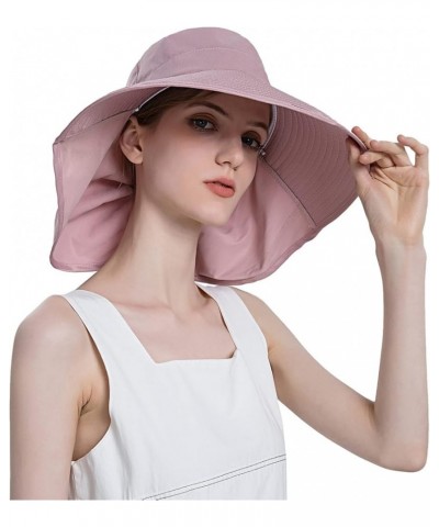 Women's Sun Hats,Hide Brim UPF 50+ Sun Protection Fashion Womens Bucket Hat for Outdoor Travel Pink $9.89 Sun Hats