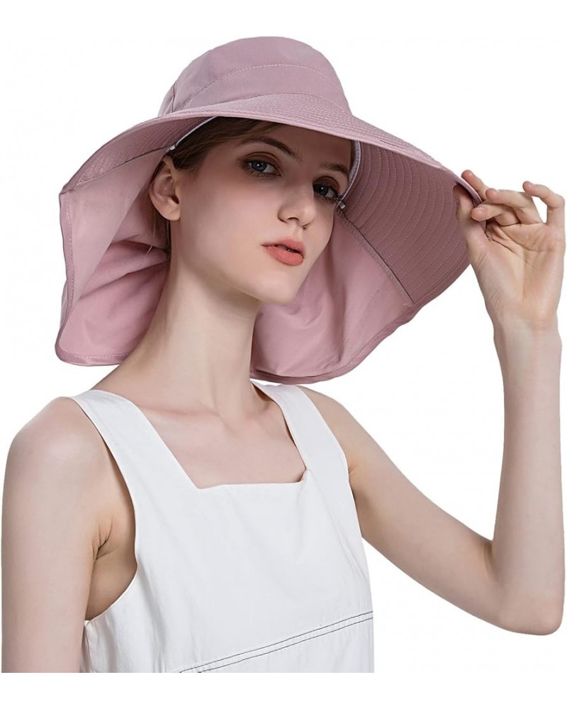 Women's Sun Hats,Hide Brim UPF 50+ Sun Protection Fashion Womens Bucket Hat for Outdoor Travel Pink $9.89 Sun Hats