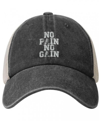 No Pain No Gain Cowboy Trucker Hat Adjustable Athletic Vintage Washed Distressed Mesh Baseball Cap Dad Hat,Black Black $9.70 ...