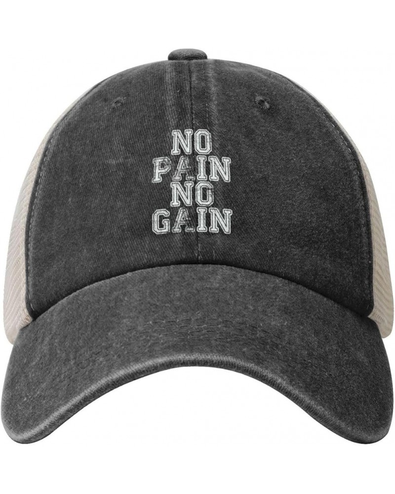 No Pain No Gain Cowboy Trucker Hat Adjustable Athletic Vintage Washed Distressed Mesh Baseball Cap Dad Hat,Black Black $9.70 ...