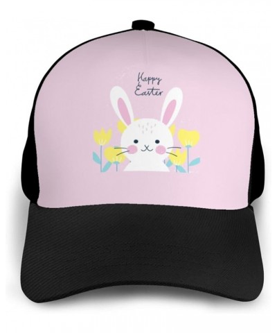 Happy Easter Baseball Cap Adjustable Size for Running Workouts and Outdoor Activities All Seasons Black $11.20 Baseball Caps