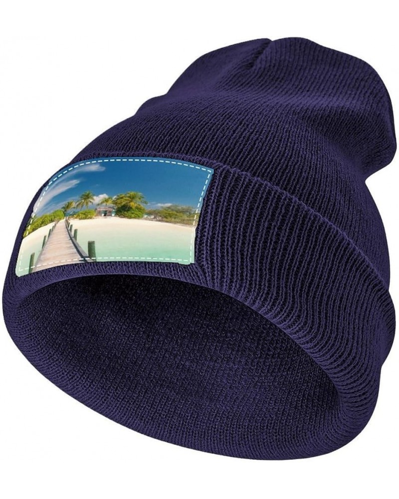 Slouchy Beanie Hat for Men and Women Long Bridge Sea Winter Warm Chunky Knit Cap Navy-wood Hut $10.92 Skullies & Beanies