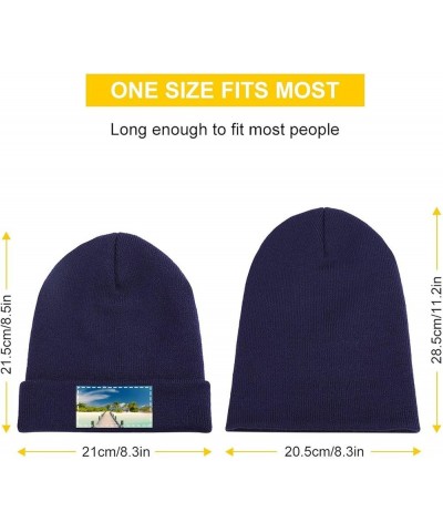 Slouchy Beanie Hat for Men and Women Long Bridge Sea Winter Warm Chunky Knit Cap Navy-wood Hut $10.92 Skullies & Beanies