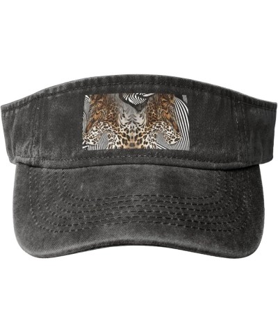 Cheetah Leopard Zebra Print Abstract Visor Hats for Women Men Cowboy Sun Visors for Women Adjustable Womens Visor Hats Black ...