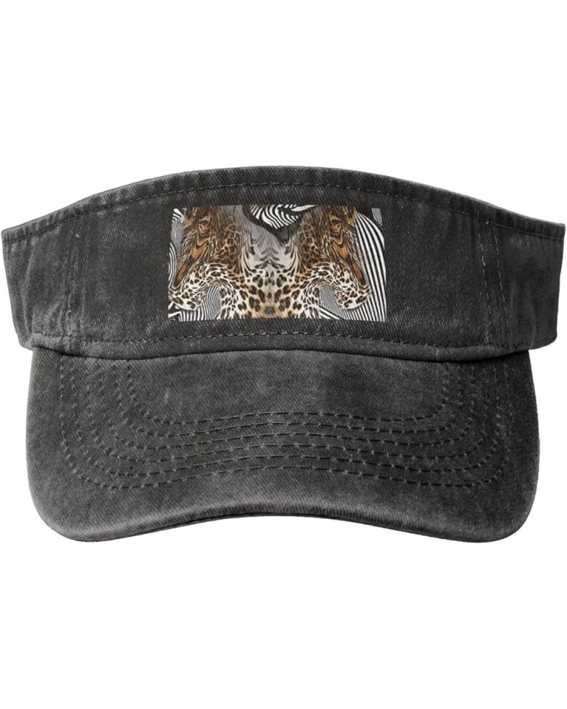 Cheetah Leopard Zebra Print Abstract Visor Hats for Women Men Cowboy Sun Visors for Women Adjustable Womens Visor Hats Black ...