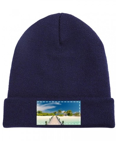 Slouchy Beanie Hat for Men and Women Long Bridge Sea Winter Warm Chunky Knit Cap Navy-wood Hut $10.92 Skullies & Beanies