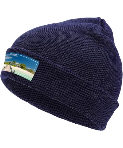 Slouchy Beanie Hat for Men and Women Long Bridge Sea Winter Warm Chunky Knit Cap Navy-wood Hut $10.92 Skullies & Beanies