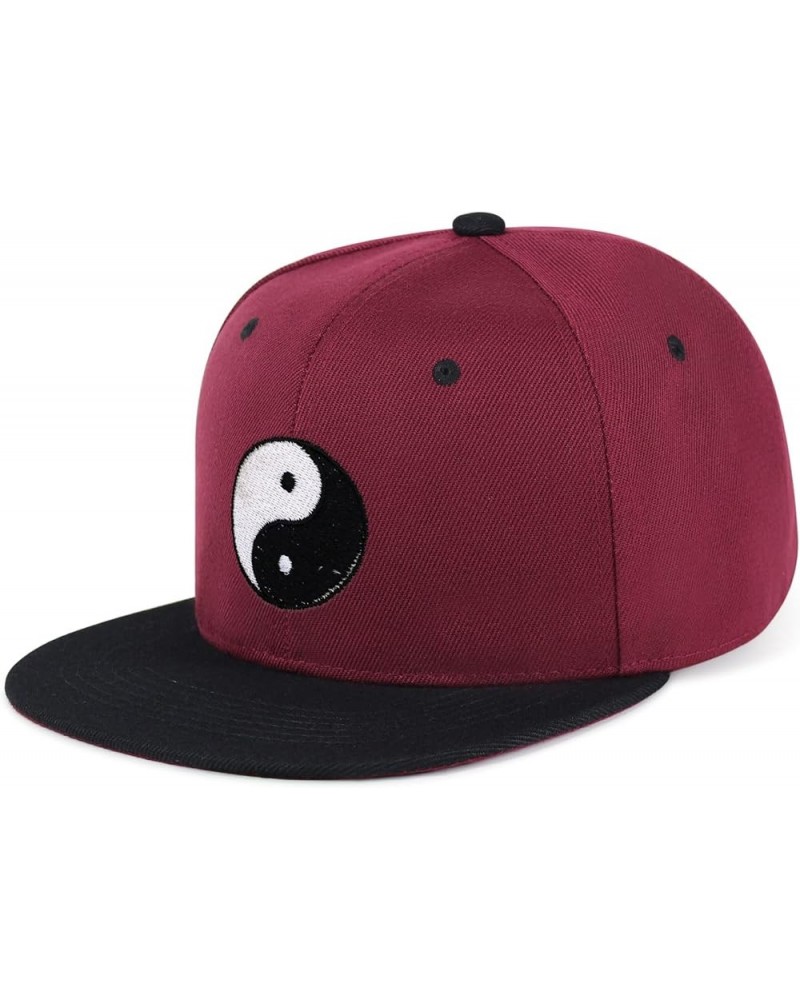 Ying Yang Hip-Hop Snapback Hat Embroidered Baseball Cap Asian Meditation 53. Maroon/Black $13.24 Baseball Caps