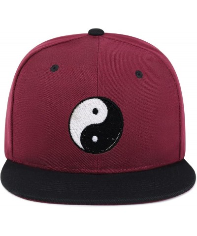 Ying Yang Hip-Hop Snapback Hat Embroidered Baseball Cap Asian Meditation 53. Maroon/Black $13.24 Baseball Caps