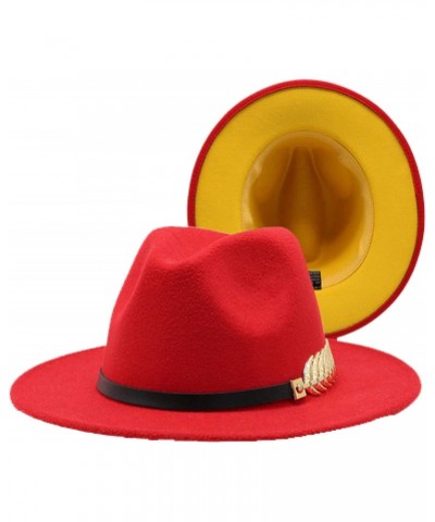 Fedora Hats for Women Double-Sided Stitching Fedora Hat Autumn and Winter Men's Wide-Brimmed Metal Chain Panama Hat $23.77 Fe...