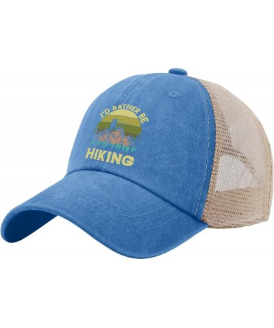 Id Rather Be Hiking Hat for Womens Baseball Cap Fashion Washed Running Hat Quick Dry Lake Blue $9.90 Baseball Caps