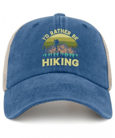 Id Rather Be Hiking Hat for Womens Baseball Cap Fashion Washed Running Hat Quick Dry Lake Blue $9.90 Baseball Caps