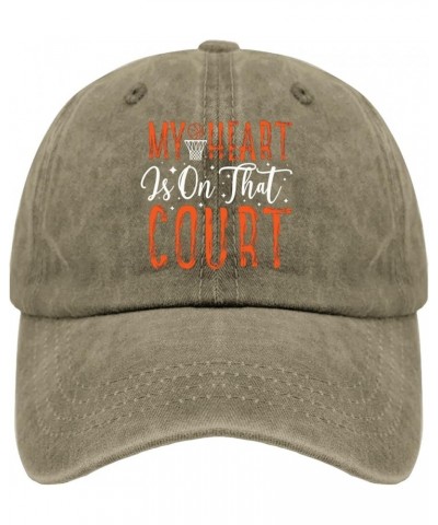 My Heart is On That Court,Basketball Caps Daddy Hat Pigment Black Mens Golf Hat Gifts for Her Cool Hats Pigment Khaki $10.78 ...