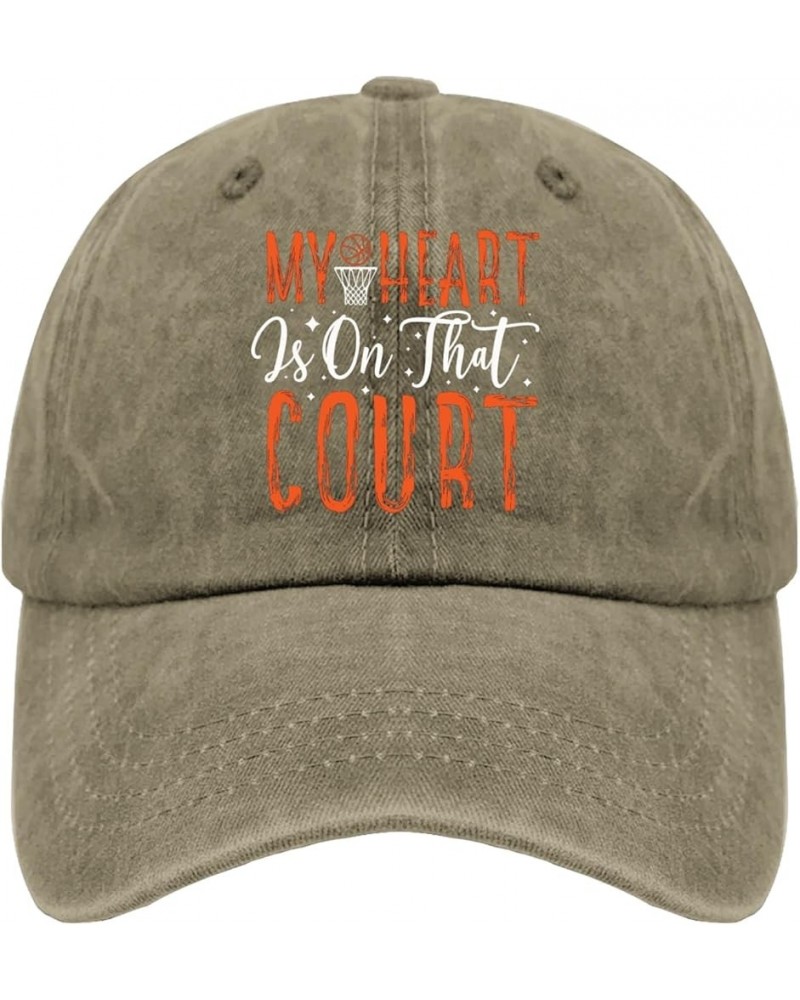 My Heart is On That Court,Basketball Caps Daddy Hat Pigment Black Mens Golf Hat Gifts for Her Cool Hats Pigment Khaki $10.78 ...