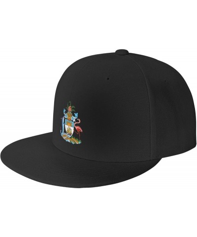 Bahamas-Coat-of-Arms-Onward- Baseball Cap for Men Or Women Flat Brim Hat Adjustable Black Black $19.04 Baseball Caps