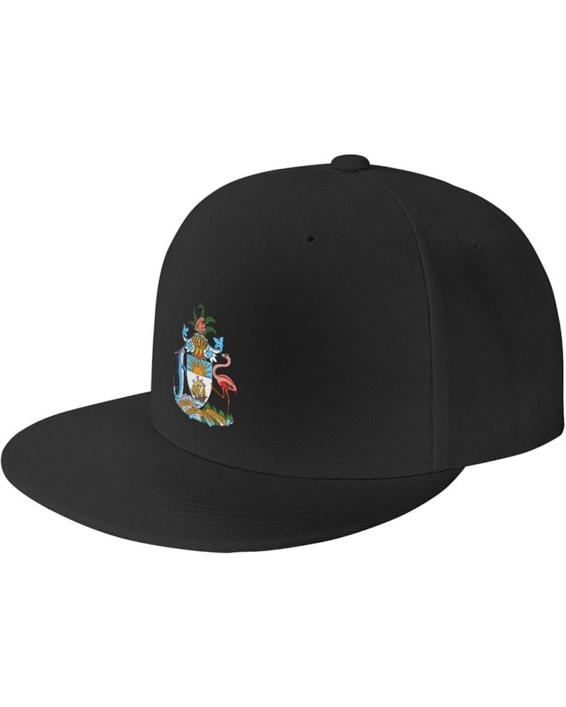 Bahamas-Coat-of-Arms-Onward- Baseball Cap for Men Or Women Flat Brim Hat Adjustable Black Black $19.04 Baseball Caps