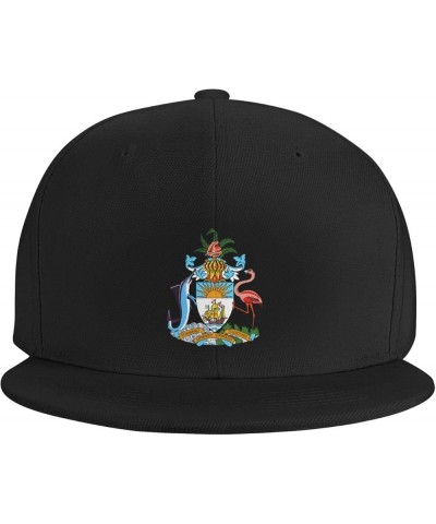 Bahamas-Coat-of-Arms-Onward- Baseball Cap for Men Or Women Flat Brim Hat Adjustable Black Black $19.04 Baseball Caps