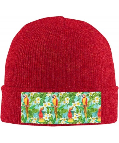 Tropical Parrot Print Beanie Hat Winter Cuffed Cap for Men Women Snowboarding Red $12.46 Skullies & Beanies