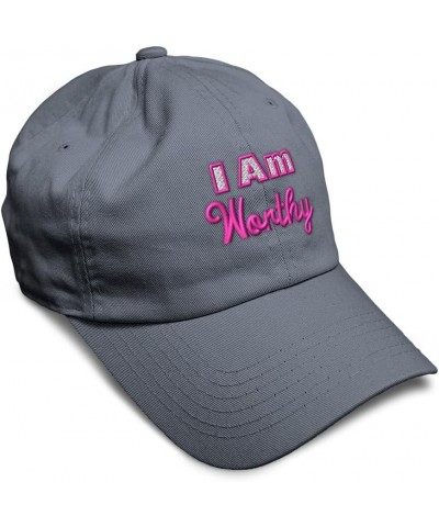 Soft Baseball Cap I Am Worthy Cotton Dad Hats for Men & Women Dark Grey $14.55 Baseball Caps