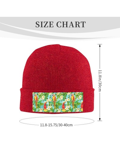 Tropical Parrot Print Beanie Hat Winter Cuffed Cap for Men Women Snowboarding Red $12.46 Skullies & Beanies