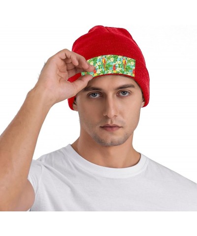 Tropical Parrot Print Beanie Hat Winter Cuffed Cap for Men Women Snowboarding Red $12.46 Skullies & Beanies