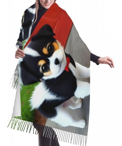 Black And White Puppy Scarf, Long Scarf,* Winter Warm Scarf, Warm, Soft, Comfortable Scarf, Suitable For Both Men And Women $...