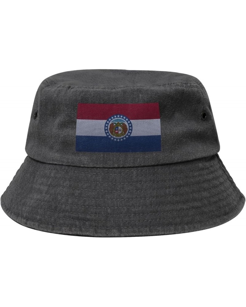 Flag of Missouri Knitting Effect Bucket Hat for Women Men Summer Travel Sun Hat Outdoor Cap Funny Bucket Hats Black $10.98 Bu...