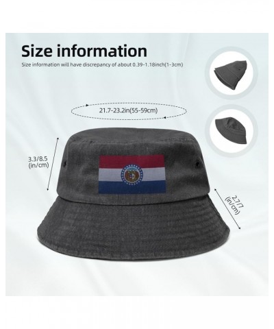 Flag of Missouri Knitting Effect Bucket Hat for Women Men Summer Travel Sun Hat Outdoor Cap Funny Bucket Hats Black $10.98 Bu...