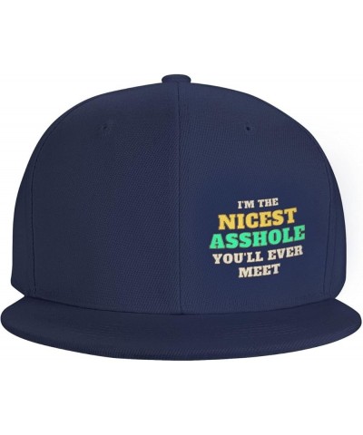 I'm The Nicest Asshole You'll Ever Meet Flat Brim Hat Funny Saying Flat Bill Hat Sarcastic Baseball Cap Dad Hat Black Navy $1...