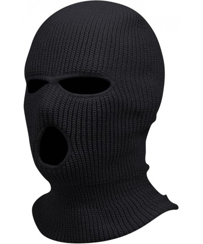 Three Hole Candy Colored Wool Hat with A Hood for Outdoor Cycling Windproof Mask B132_black $7.79 Skullies & Beanies