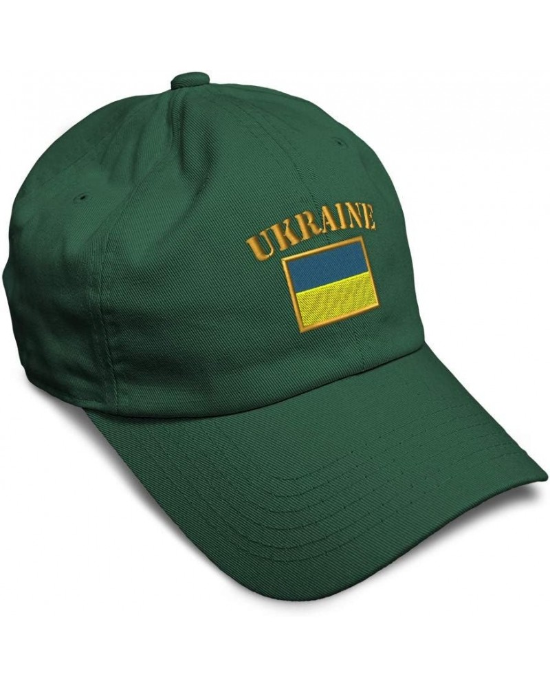 Soft Baseball Cap Ukraine Flag Embroidery Flags World Cup Soccer Cotton Embroidered Dad Hats for Men & Women Forest Green Des...