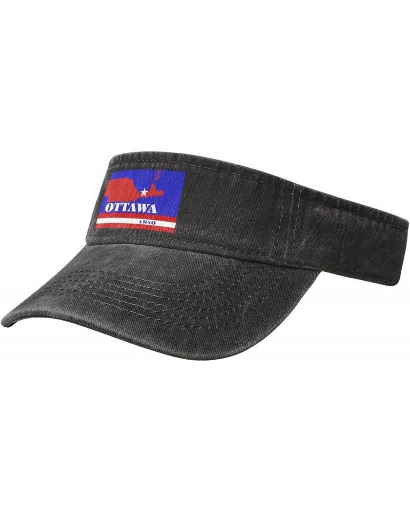 Flag of Ottawa County, Ohio Sun Visor Hats for Women Men Adjustable Sports Sun Hats Cotton Golf Cap Black $14.04 Visors