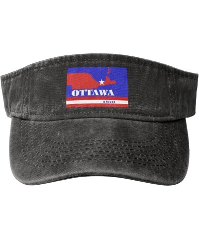 Flag of Ottawa County, Ohio Sun Visor Hats for Women Men Adjustable Sports Sun Hats Cotton Golf Cap Black $14.04 Visors