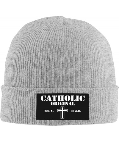 Catholics Since 33 Beanie for Mens Women Winter Warm Hat Knitted Cuffed Skull Cap Black Gray $8.67 Skullies & Beanies