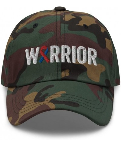 Congenital Heart Defect Warrior Hat with Red & Blue Ribbon Color | Congenital Heart Defect Awareness Baseball Cap Green Camo ...