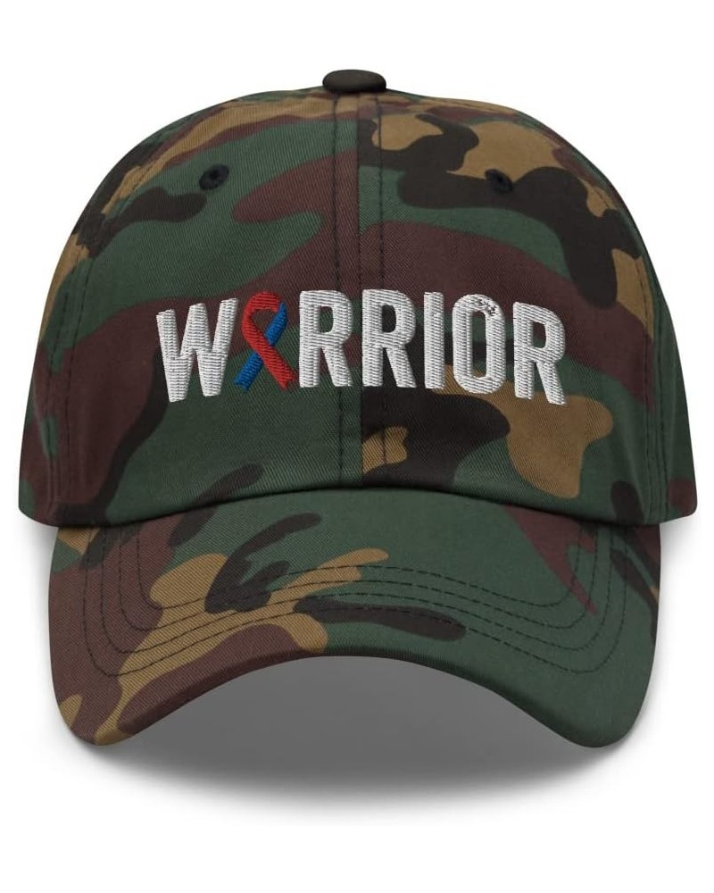 Congenital Heart Defect Warrior Hat with Red & Blue Ribbon Color | Congenital Heart Defect Awareness Baseball Cap Green Camo ...