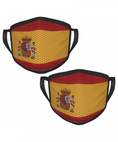 Flag of Spain Face Mask 2 Pcs Face Cover Reusable Washable Breathable for Men Women Balaclavas Bandanas Black $11.49 Balaclavas