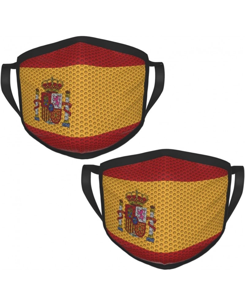 Flag of Spain Face Mask 2 Pcs Face Cover Reusable Washable Breathable for Men Women Balaclavas Bandanas Black $11.49 Balaclavas