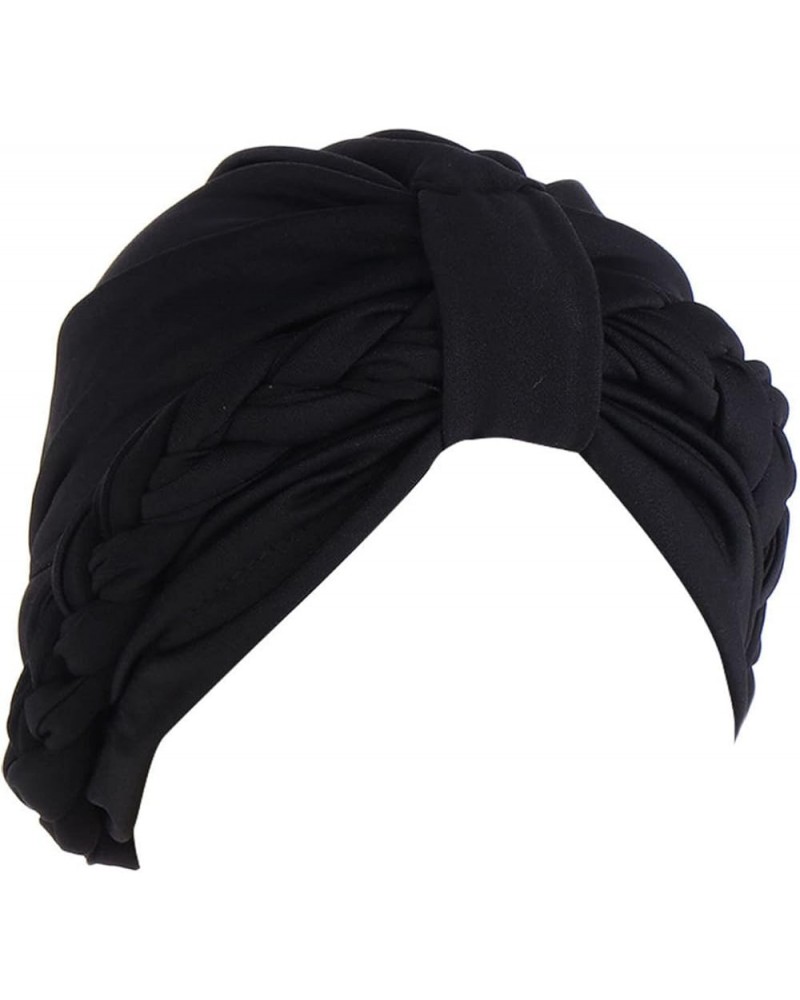 Womens Hats Winter Women Braid Turban Hats Cap Hair Bonnet Head Scarf Wrap Cover Hat Snow Hats for Women Black $7.30 Skullies...