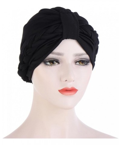 Womens Hats Winter Women Braid Turban Hats Cap Hair Bonnet Head Scarf Wrap Cover Hat Snow Hats for Women Black $7.30 Skullies...