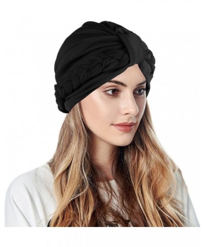 Womens Hats Winter Women Braid Turban Hats Cap Hair Bonnet Head Scarf Wrap Cover Hat Snow Hats for Women Black $7.30 Skullies...