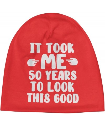 Beanie,It Took Me 50 Years to Look This Good 8 Beanie Hat Women Warm Slouchy Hat Men Knit Skull Cap Hedging Cap Black Red $9....