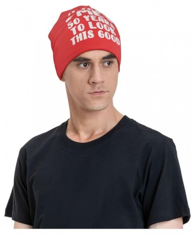 Beanie,It Took Me 50 Years to Look This Good 8 Beanie Hat Women Warm Slouchy Hat Men Knit Skull Cap Hedging Cap Black Red $9....