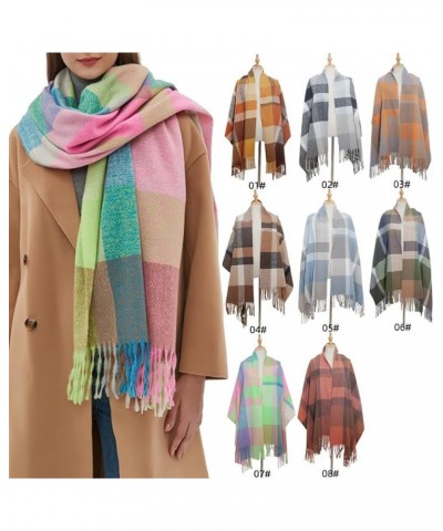 Womens Scarf Fashion Long Plaid Shawls Wraps Big Grid Winter Warm Shawl Sleeping Blanket Lattice Large Scarves Yellow-brown $...